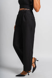 Leopard trim wide leg pants black | Lush Fashion Lounge: women's boutique pants, boutique women's pants, affordable boutique pants, women's fashion pants