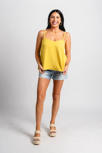 Sweetheart cami tank top mustard - Stylish Tank Top - Trendy Staycation Outfits at Lush Fashion Lounge Boutique in Oklahoma City