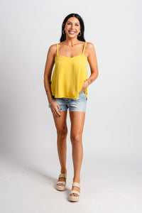 Sweetheart cami tank top mustard - Fun Tank Top - Unique Getaway Gear at Lush Fashion Lounge Boutique in Oklahoma