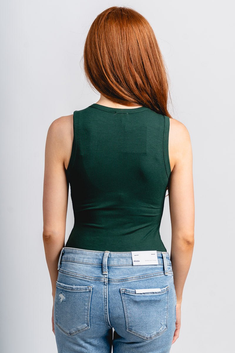 Round neck bodysuit hunter green
