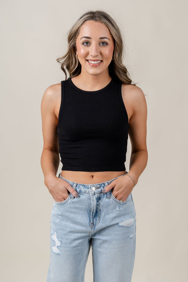 Z Supply Hannah cropped tank top black | Trendy Tank Tops - Lush