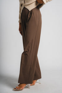 High waist pleated pants brown | Lush Fashion Lounge: women's boutique pants, boutique women's pants, affordable boutique pants, women's fashion pants