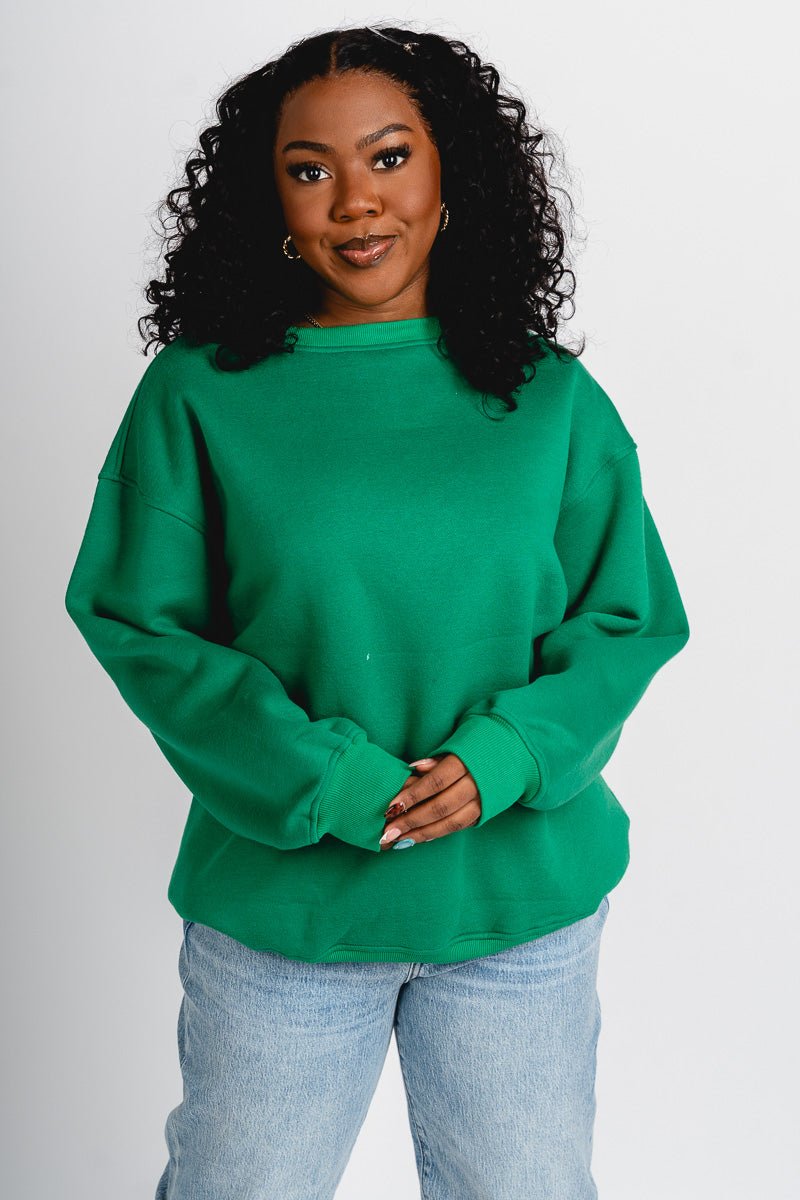 Oversized sweatshirt green - Trendy T-Shirts for St. Patrick's Day at Lush Fashion Lounge Boutique in Oklahoma City