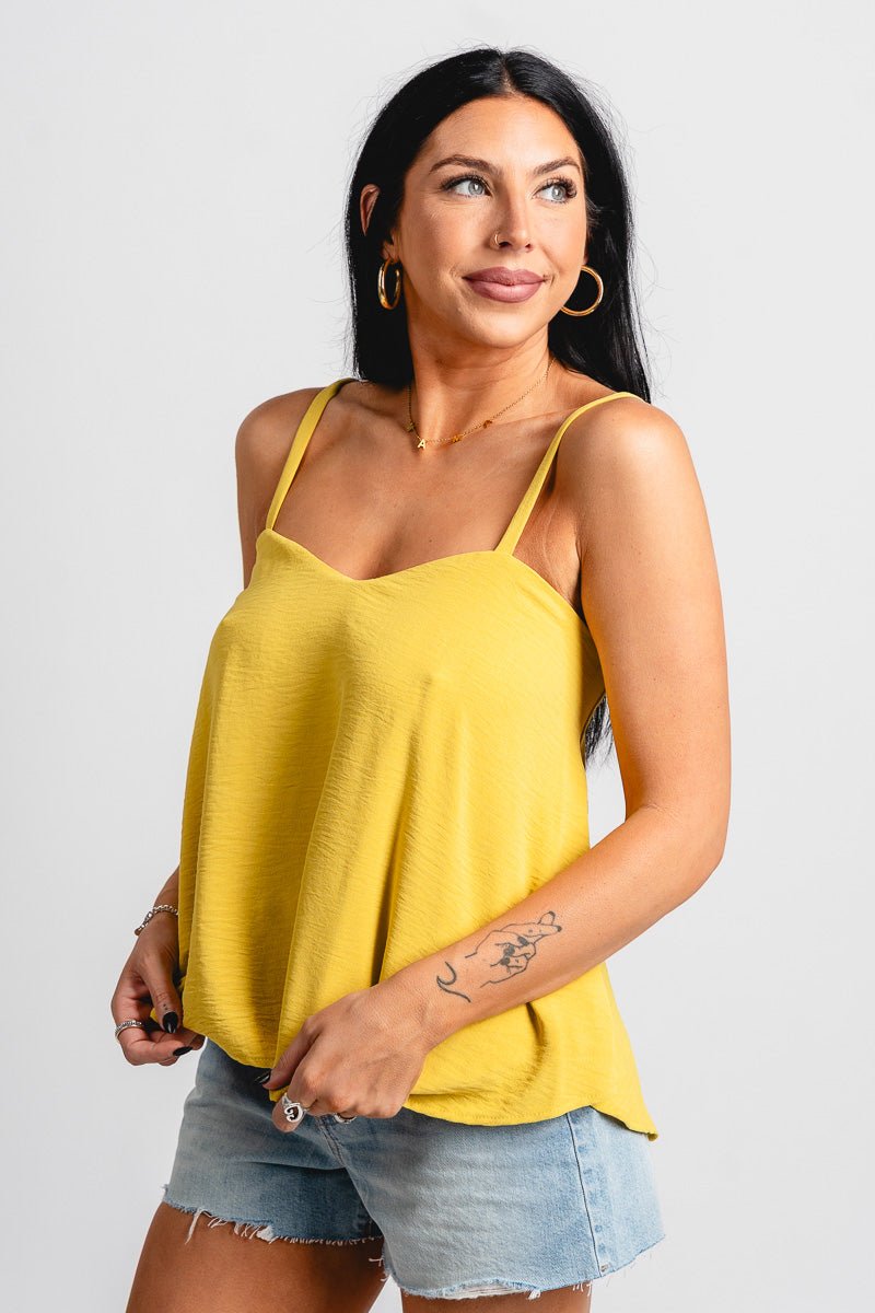 Sweetheart cami tank top mustard - Cute Tank Top - Fun Vacay Basics at Lush Fashion Lounge Boutique in Oklahoma City