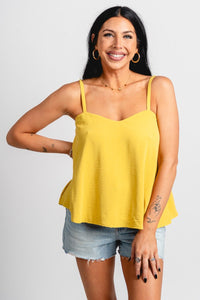 Sweetheart cami tank top mustard - Trendy Tank Top - Cute Vacation Collection at Lush Fashion Lounge Boutique in Oklahoma City