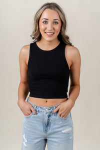 Z Supply Hannah cropped tank top black - Z Supply Tank Top - Z Supply Apparel at Lush Fashion Lounge Trendy Boutique Oklahoma City