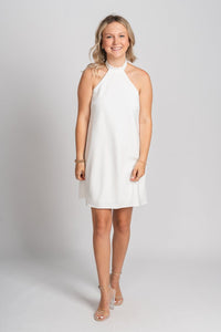 Halter A-line dress off white - Cute dress - Trendy Bride and Bridesmaid Fashion at Lush Fashion Lounge Boutique in Oklahoma