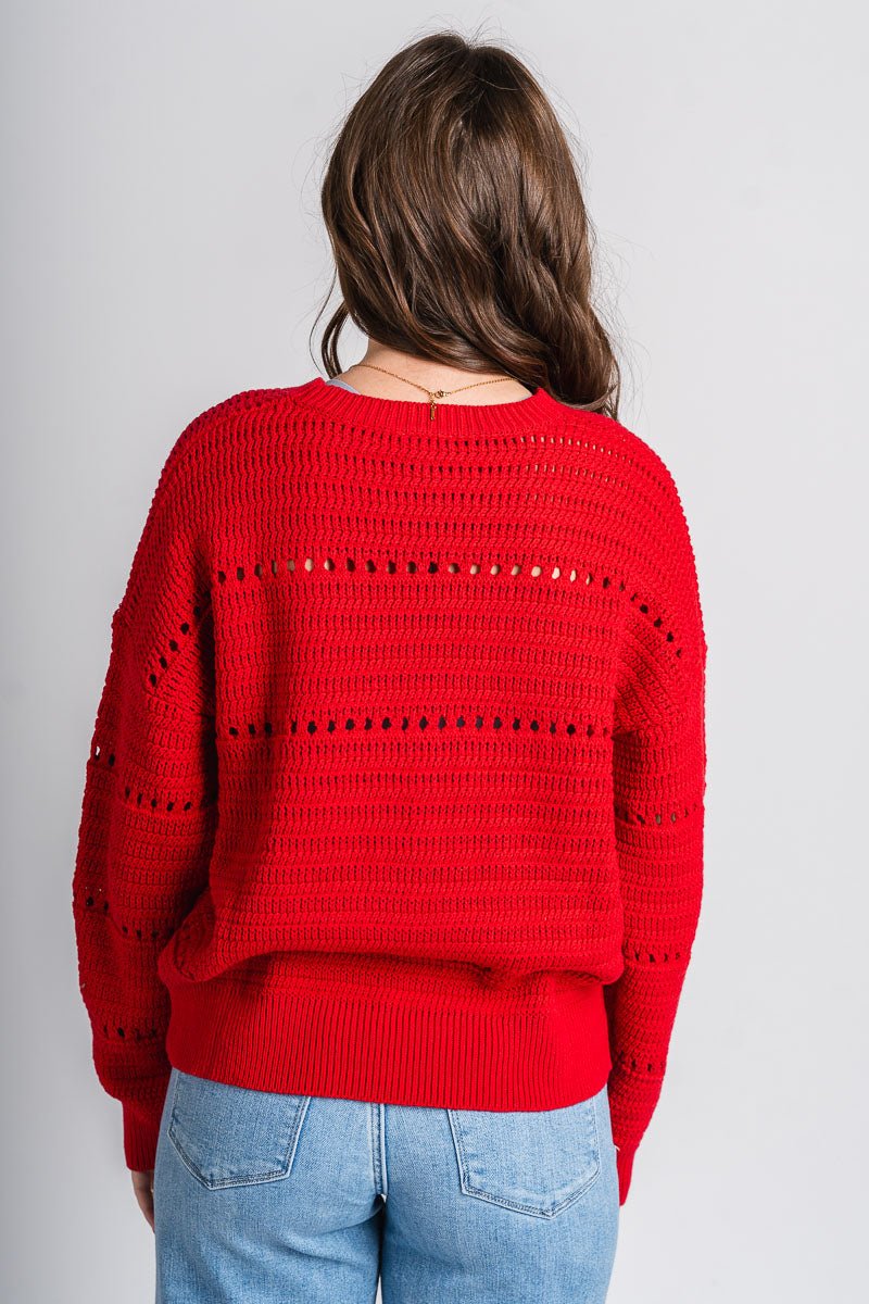 Bow stitch sweater red