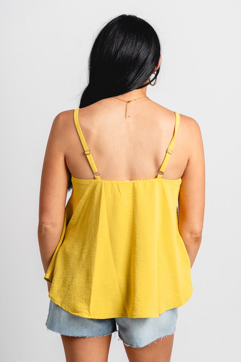 Sweetheart cami tank top mustard - Adorable Tank Top - Stylish Vacation T-Shirts at Lush Fashion Lounge Boutique in Oklahoma City