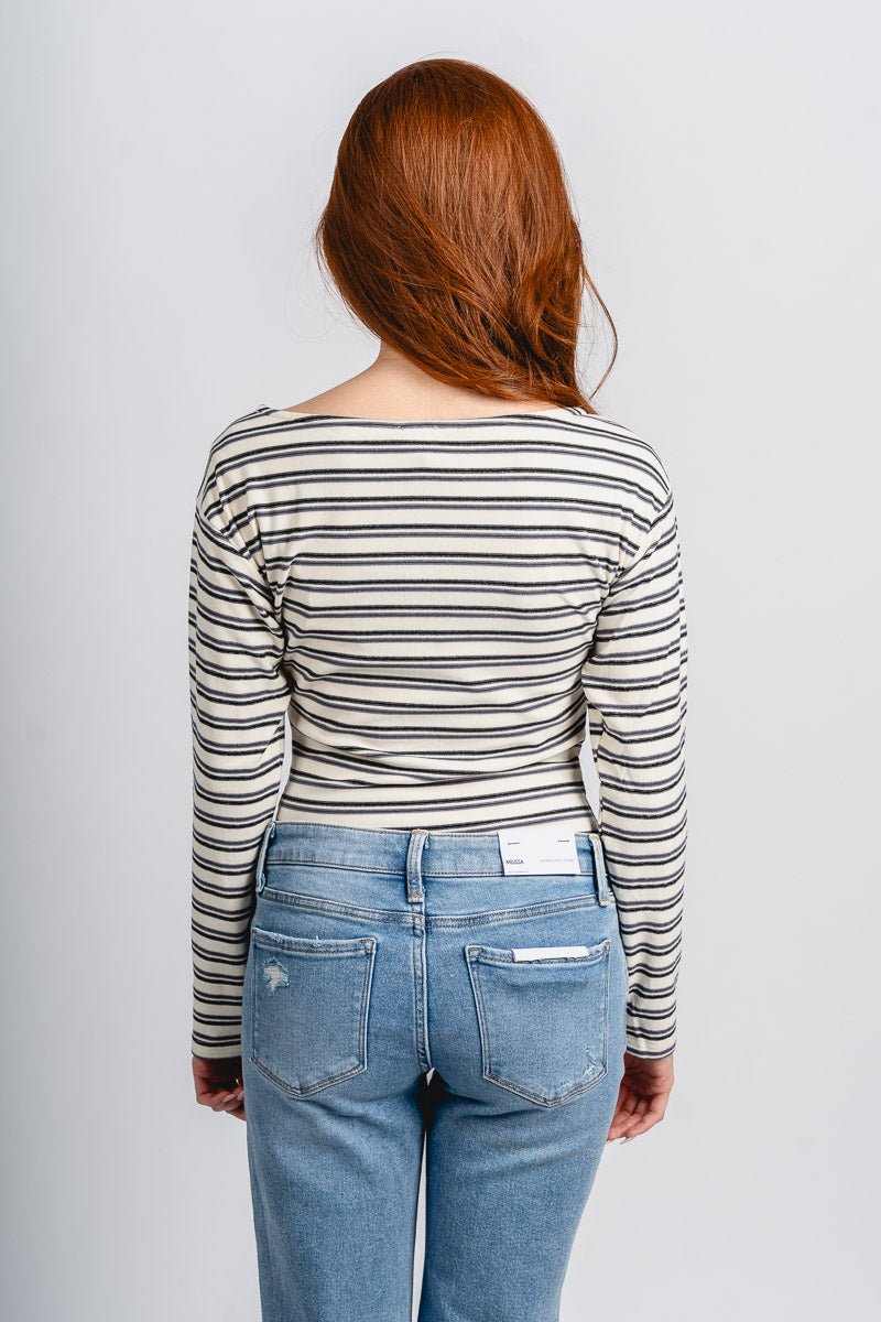 Striped long sleeve bodysuit white/black