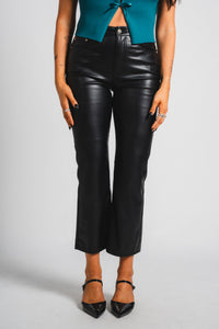 Daze Shygirl faux leather high rise crop flare pants cinematic | Lush Fashion Lounge: women's boutique pants, boutique women's pants, affordable boutique pants, women's fashion pants