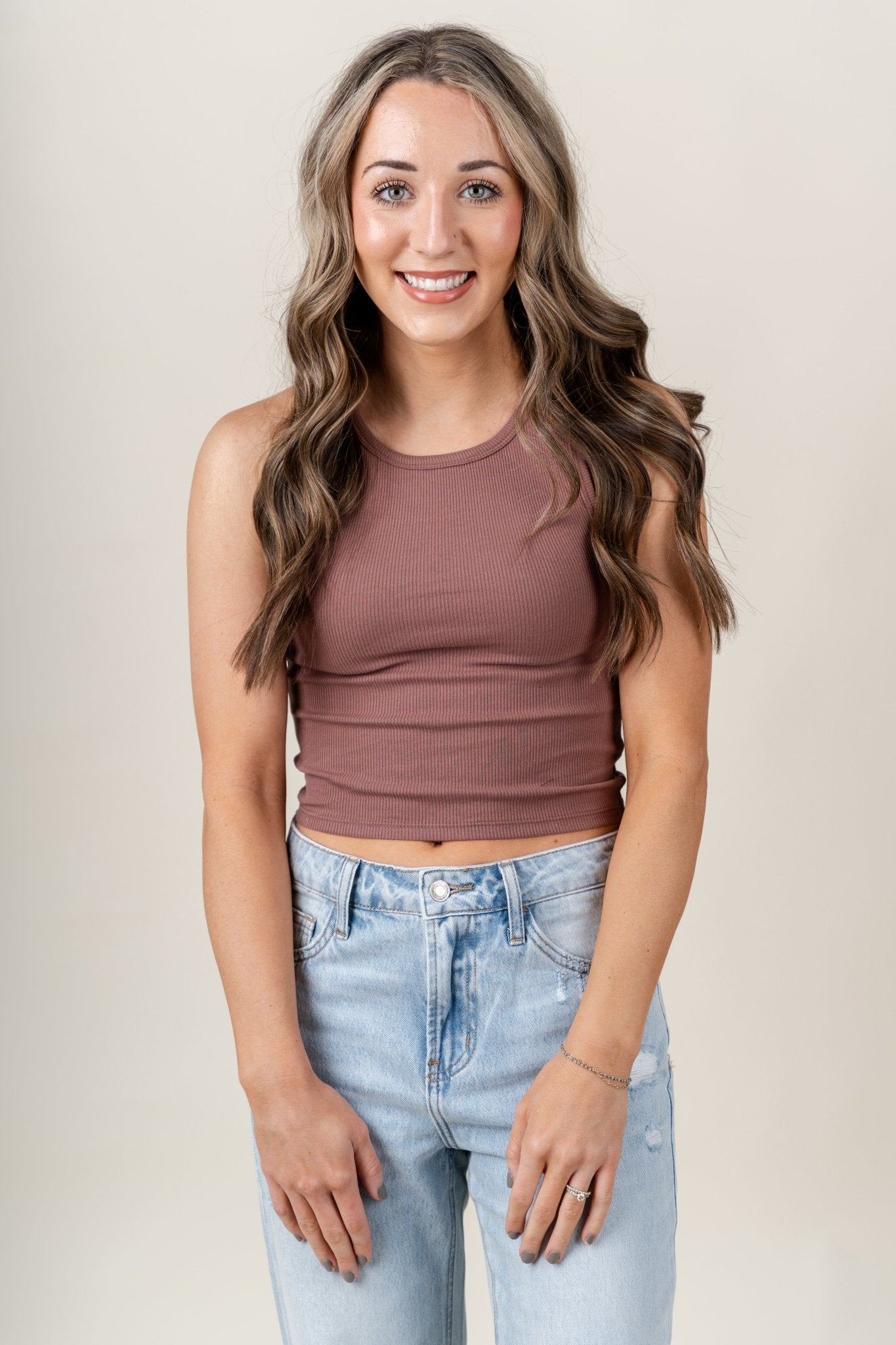 Z Supply Hannah cropped tank top whipped mocha - Z Supply Tank Top - Z Supply Apparel at Lush Fashion Lounge Trendy Boutique Oklahoma City