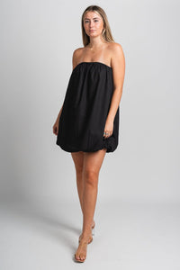 Strapless puff hem dress black - Trendy Dress - Fashion Dresses at Lush Fashion Lounge Boutique in Oklahoma City