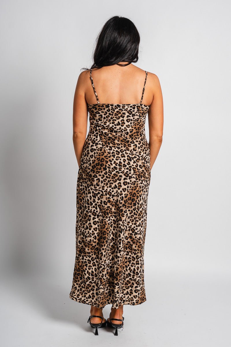 Leopard maxi dress beige/black - Affordable dress - Boutique Dresses at Lush Fashion Lounge Boutique in Oklahoma City