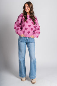 Heart sweater pink - Cute Valentine's Day Outfits at Lush Fashion Lounge Boutique in Oklahoma City