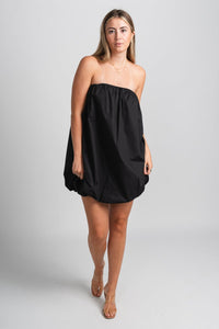 Strapless puff hem dress black Stylish Dress - Womens Fashion Dresses at Lush Fashion Lounge Boutique in Oklahoma City