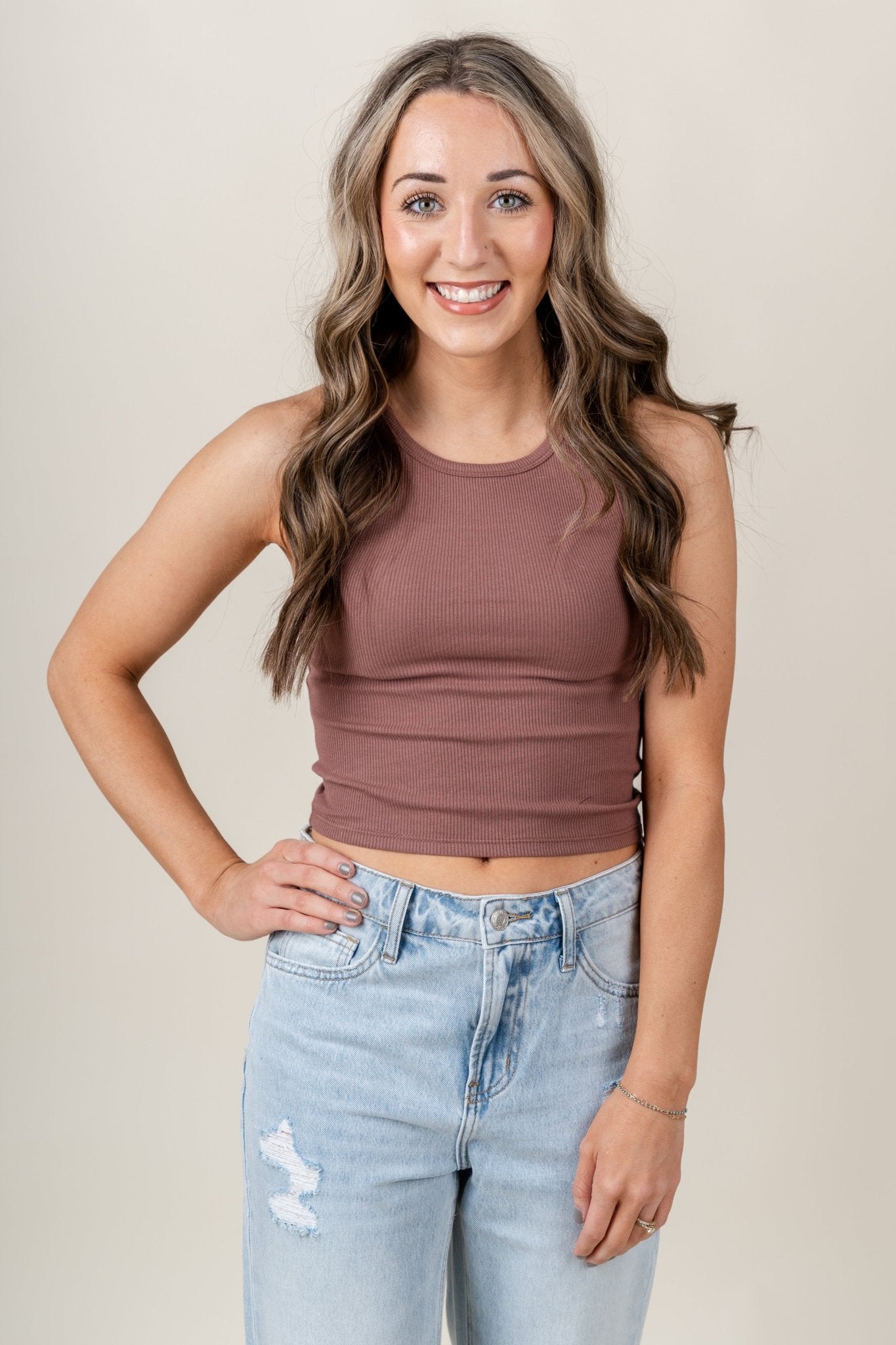 Z Supply Hannah cropped tank top whipped mocha - Z Supply Tank Top - Z Supply Tops, Dresses, Tanks, Tees, Cardigans, Joggers and Loungewear at Lush Fashion Lounge