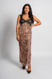 Leopard lace maxi dress beige/black - Trendy dress - Fashion Dresses at Lush Fashion Lounge Boutique in Oklahoma City