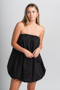 Strapless puff hem dress black - Cute Dress - Trendy Dresses at Lush Fashion Lounge Boutique in Oklahoma City