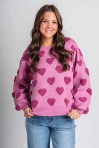 Heart sweater pink - Unique Valentine's Day T-Shirt Designs at Lush Fashion Lounge Boutique in Oklahoma City