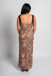 Leopard lace maxi dress beige/black - Affordable dress - Boutique Dresses at Lush Fashion Lounge Boutique in Oklahoma City