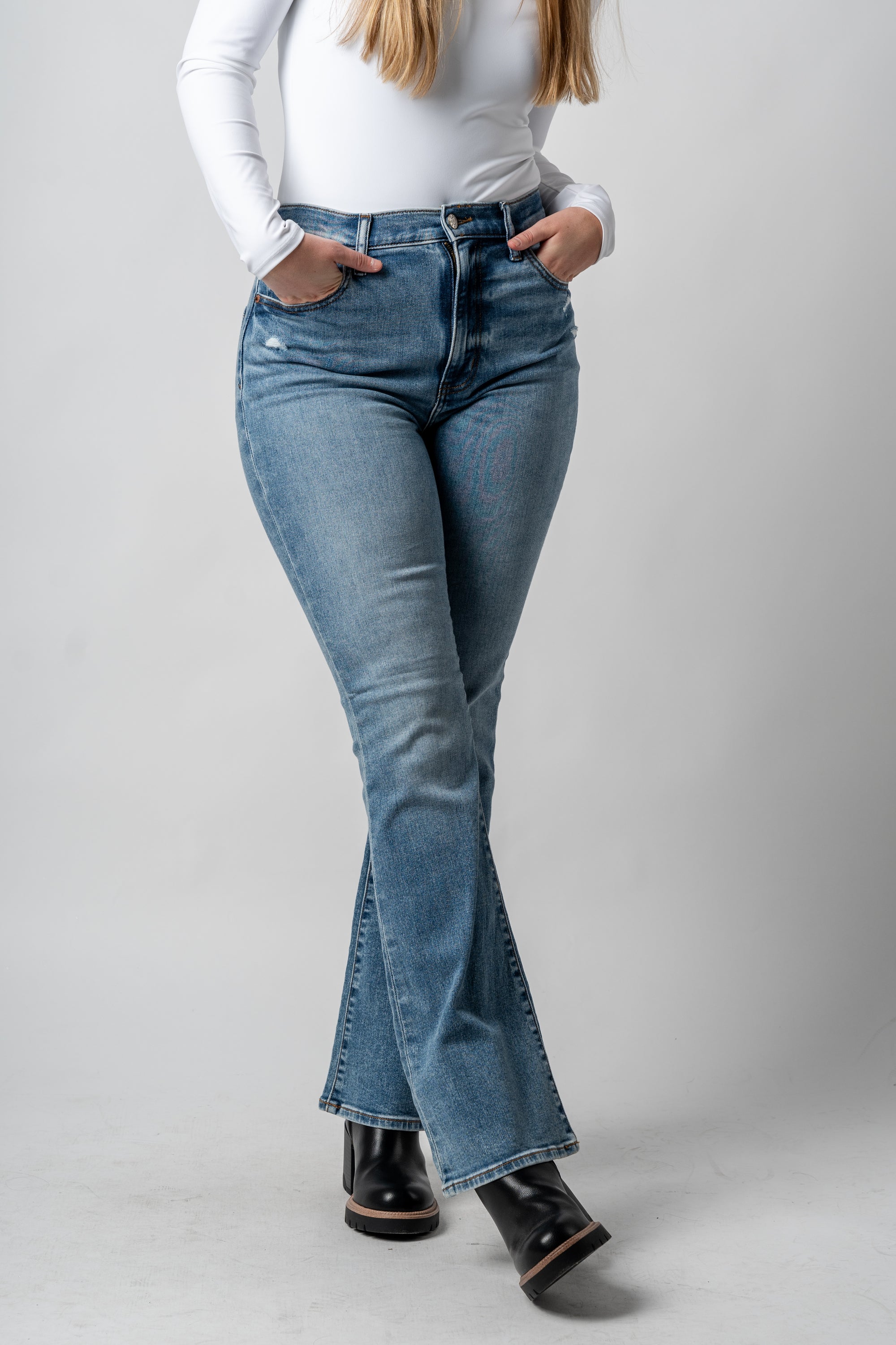 Daze go getter high rise flare jeans glow up | Lush Fashion Lounge: boutique women's jeans, fashion jeans for women, affordable fashion jeans, cute boutique jeans