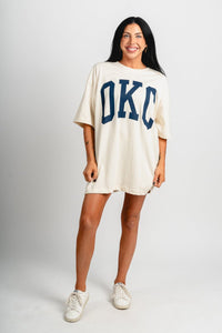 OKC basketball oversized tee off white - Oklahoma City inspired graphic t-shirts at Lush Fashion Lounge Boutique in Oklahoma City
