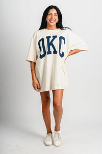OKC basketball oversized tee off white - Trendy OKC Thunder T-Shirts at Lush Fashion Lounge Boutique in Oklahoma City
