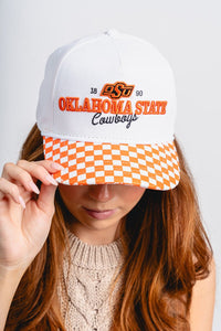 OSU Oklahoma State two tone checkered hat orange hat | Lush Fashion Lounge Trendy Oklahoma State Cowboys Apparel & Cute Gameday T-Shirts