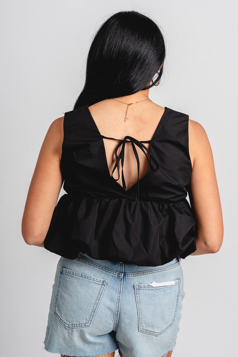 Babydoll peplum top black
