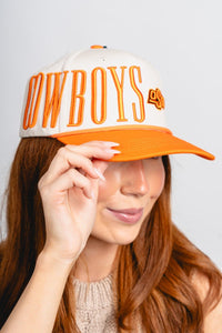 OSU OSU Cowboys stretch two tone hat ivory/orange Hat | Lush Fashion Lounge Trendy Oklahoma State Cowboys Apparel & Cute Gameday T-Shirts
