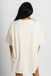 OKC basketball oversized tee off white - Vintage OKC Basketball T-Shirts at Lush Fashion Lounge Boutique in Oklahoma City