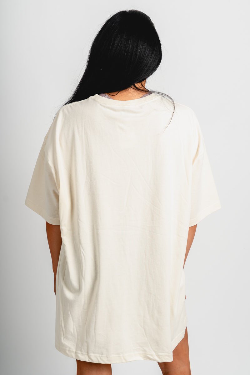 OKC basketball oversized tee off white - Vintage OKC Basketball T-Shirts at Lush Fashion Lounge Boutique in Oklahoma City