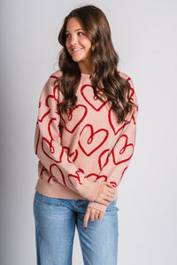 Oversized heart sweater blush - Unique Valentine's Day T-Shirt Designs at Lush Fashion Lounge Boutique in Oklahoma City