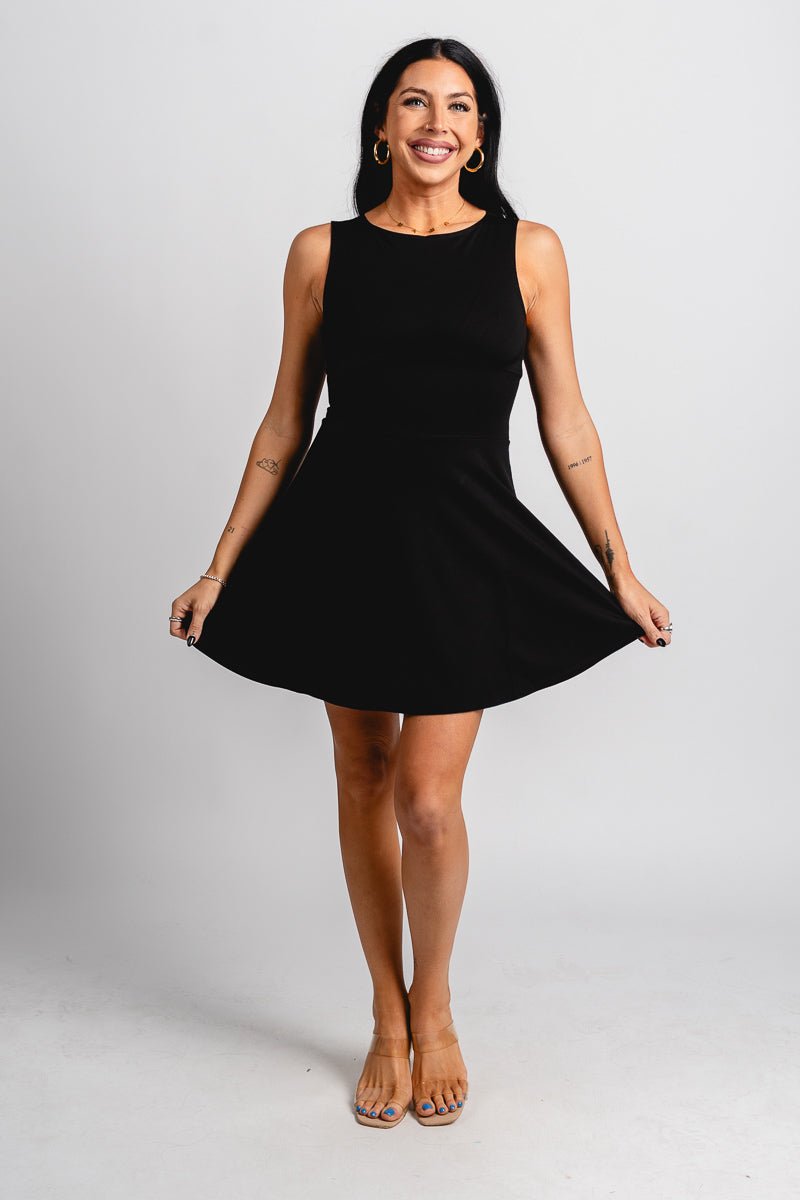 Flare mini dress black Stylish dress - Womens Fashion Dresses at Lush Fashion Lounge Boutique in Oklahoma City