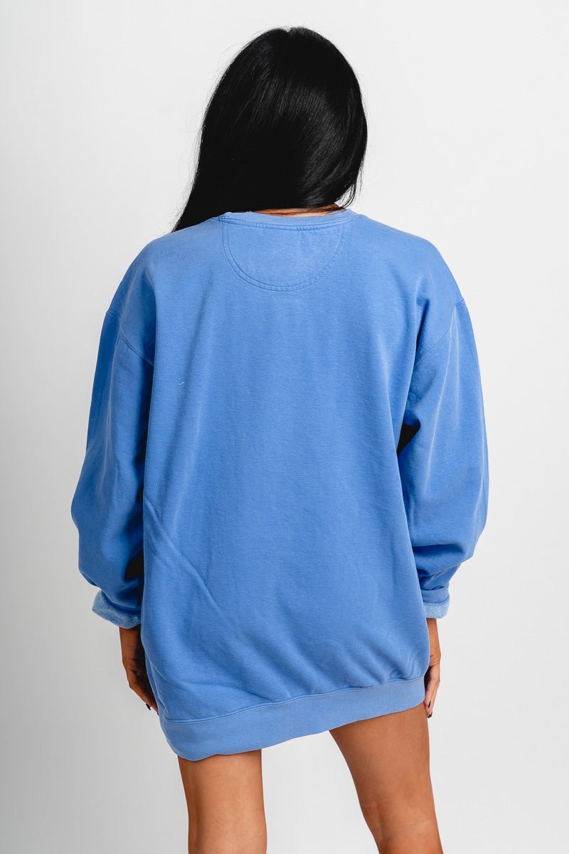 OKC basketball simple oversized sweatshirt blue - Vintage OKC Basketball T-Shirts at Lush Fashion Lounge Boutique in Oklahoma City