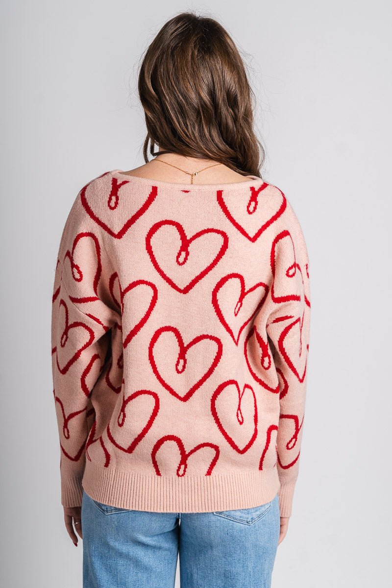 Oversized heart sweater blush