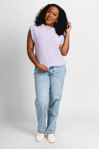 Sleeveless sweater lavender - Affordable top - Unique Easter Style at Lush Fashion Lounge Boutique in Oklahoma