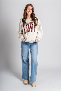 LOVE oversized sweatshirt light heather grey - Trendy Valentine's T-Shirts at Lush Fashion Lounge Boutique in Oklahoma City