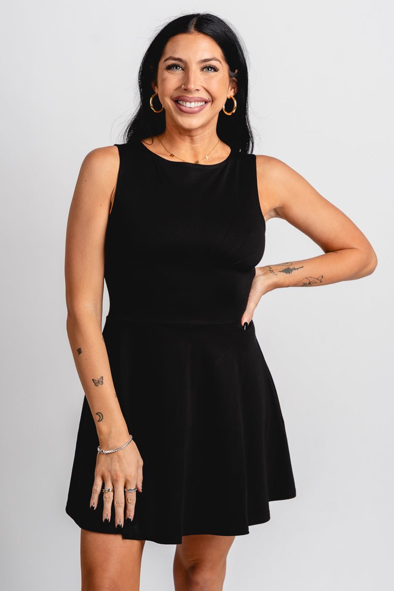 Flare mini dress black - Affordable dress - Boutique Dresses at Lush Fashion Lounge Boutique in Oklahoma City