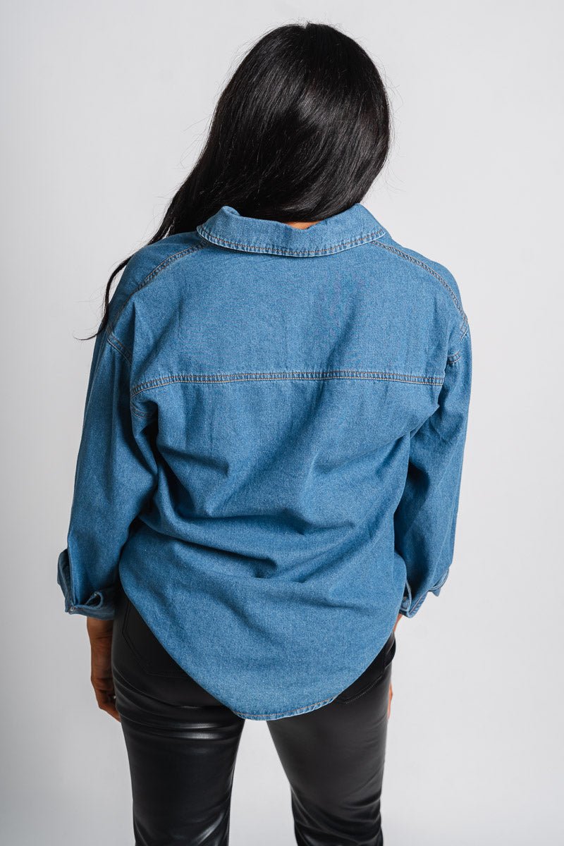 Contrast pocket denim shirt coastal blue