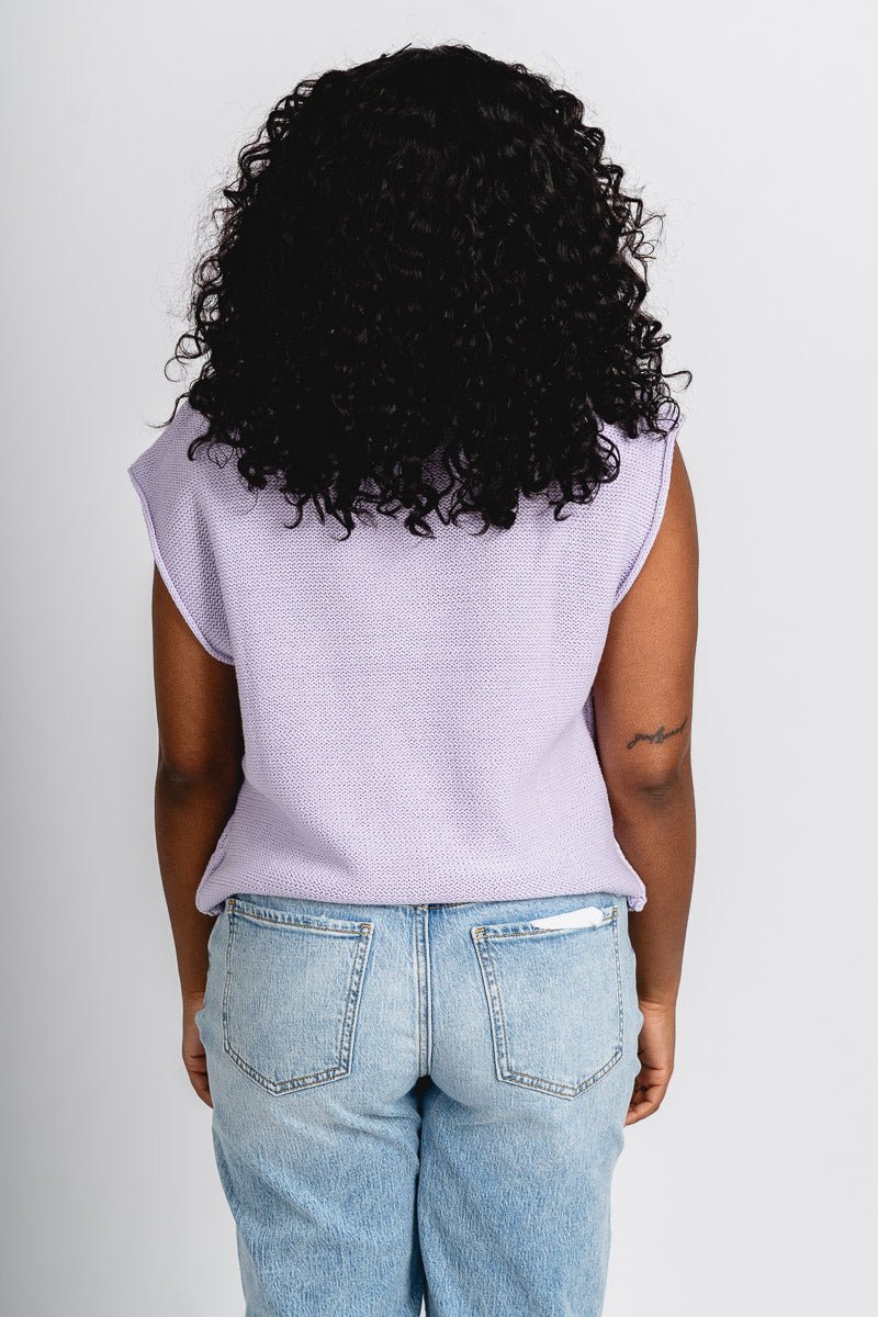 Sleeveless sweater lavender - Stylish top - Cute Easter Clothing Line at Lush Fashion Lounge Boutique in Oklahoma