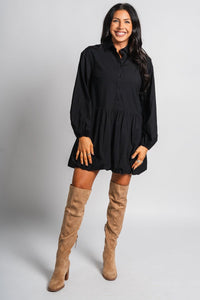 Bubble hem shirt dress black - Trendy dress - Fashion Dresses at Lush Fashion Lounge Boutique in Oklahoma City