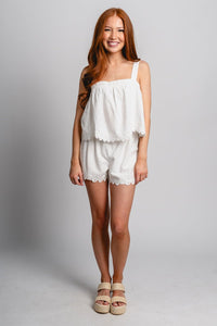 Z Supply Annecy linen tank top white - Z Supply Tank Top - Z Supply Clothing at Lush Fashion Lounge Trendy Boutique Oklahoma City