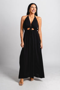 Crepe halter maxi dress black - Cute dress - Trendy Dresses at Lush Fashion Lounge Boutique in Oklahoma City