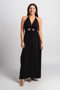 Crepe halter maxi dress black - Trendy dress - Fashion Dresses at Lush Fashion Lounge Boutique in Oklahoma City
