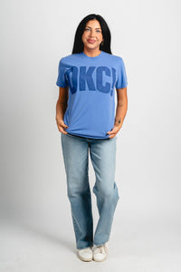 OKC! mono puff comfort color t-shirt blue - Oklahoma City inspired graphic t-shirts at Lush Fashion Lounge Boutique in Oklahoma City