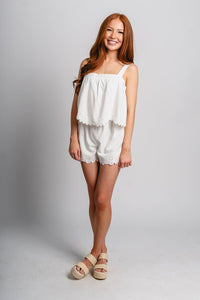 Z Supply Annecy linen tank top white - Z Supply Tank Top - Z Supply Tees & Tanks at Lush Fashion Lounge Trendy Boutique Oklahoma City