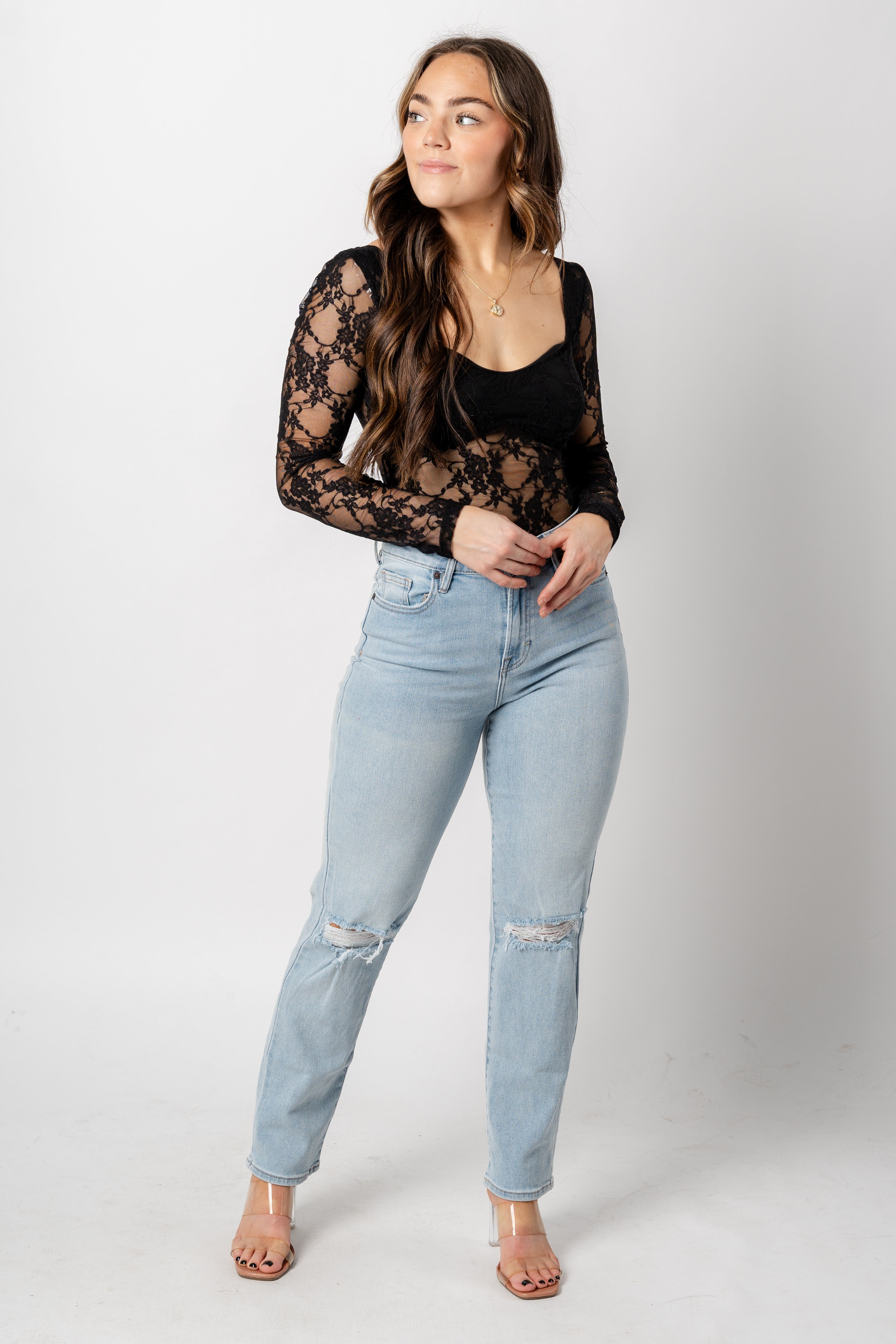 Lace long sleeve bodysuit black | Trendy Bodysuits - Lush Fashion Lounge