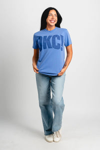 OKC! mono puff comfort color t-shirt blue - Trendy OKC Thunder T-Shirts at Lush Fashion Lounge Boutique in Oklahoma City